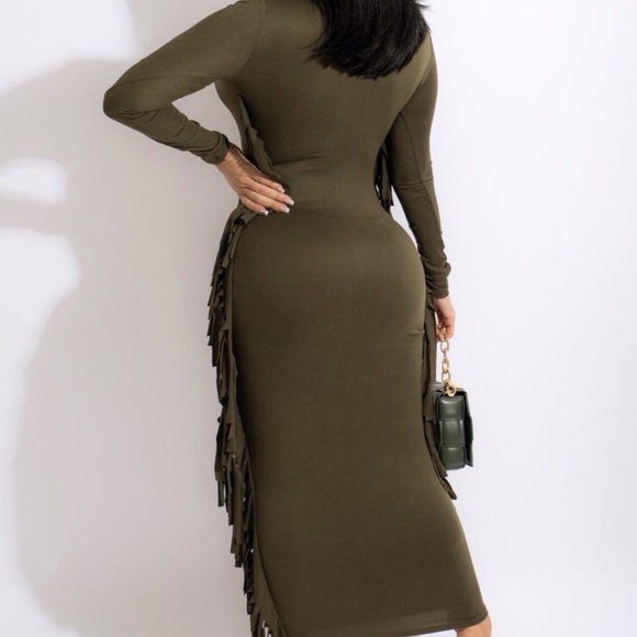 Fringed Fitted Dress: Sm-Lg - Picture 2 of 2